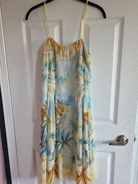 100% Silk Floral/ Summer Sky Dress